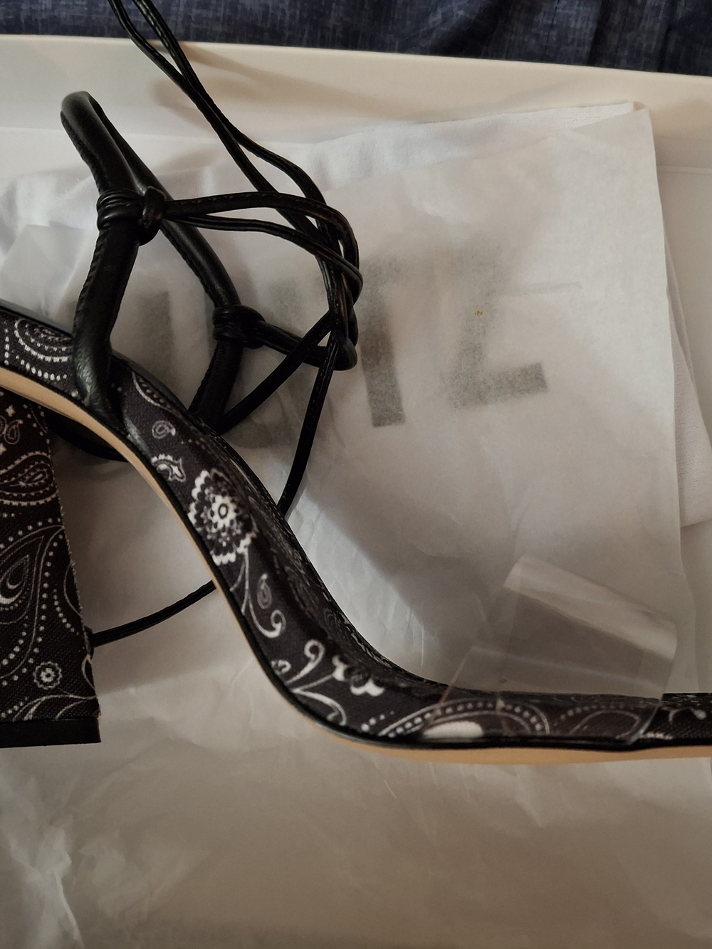SCHUTZ Black Lace-Up Platform Heels - Picture 3 of 4